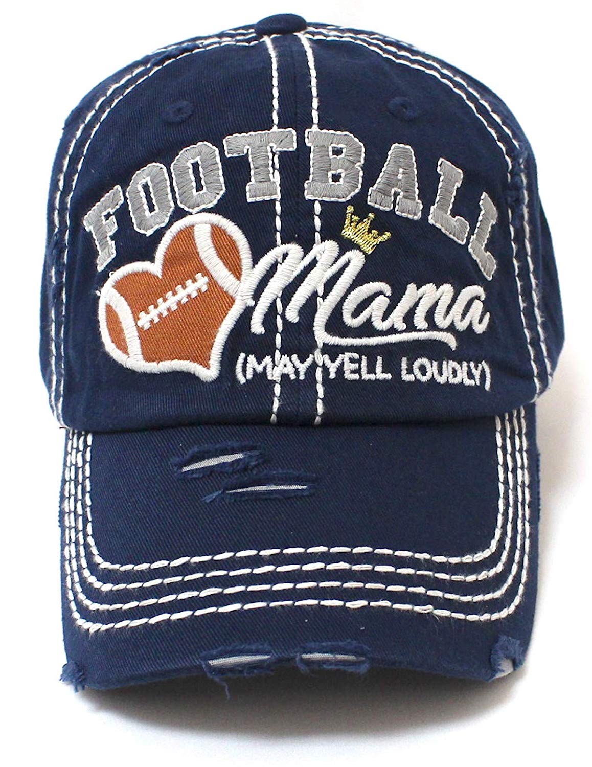 CAPS 'N VINTAGE Navy Football Mama Cheer Queen Hat - Caps 'N Vintage 