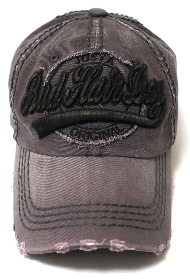 Classic Low Profile Bad Hair Day Original Ball Cap, Grunge Grey - Caps 'N Vintage 