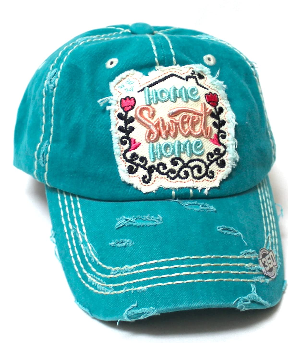 CAPS 'N VINTAGE Women's Adjustable Ballcap Home Sweet Home Patch Embroidery Monogram Hat