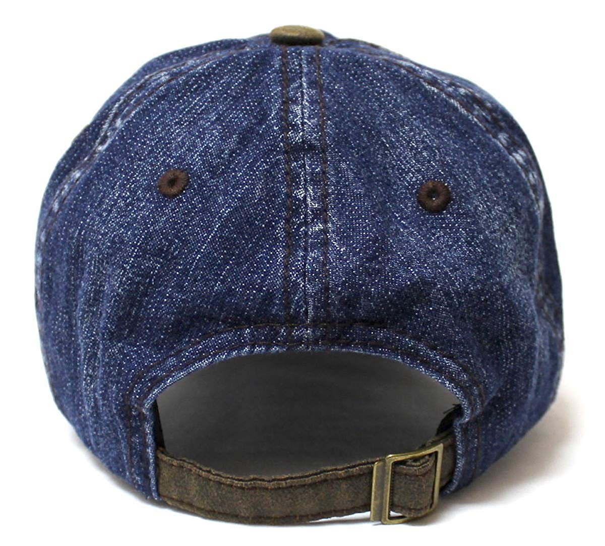 Classic Ballcap American Cowboy Wild Wild West Patch Embroidery Vintage Hat, Blue Denim - Caps 'N Vintage 