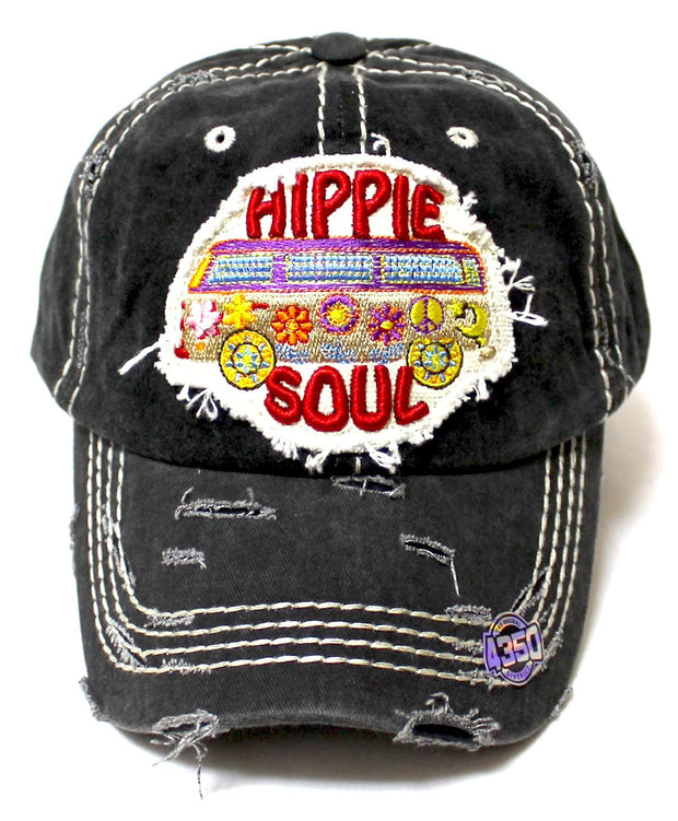 CAPS 'N VINTAGE Women's Adjustable Ballcap Hippie Soul Patch Embroidery Monogram Hat