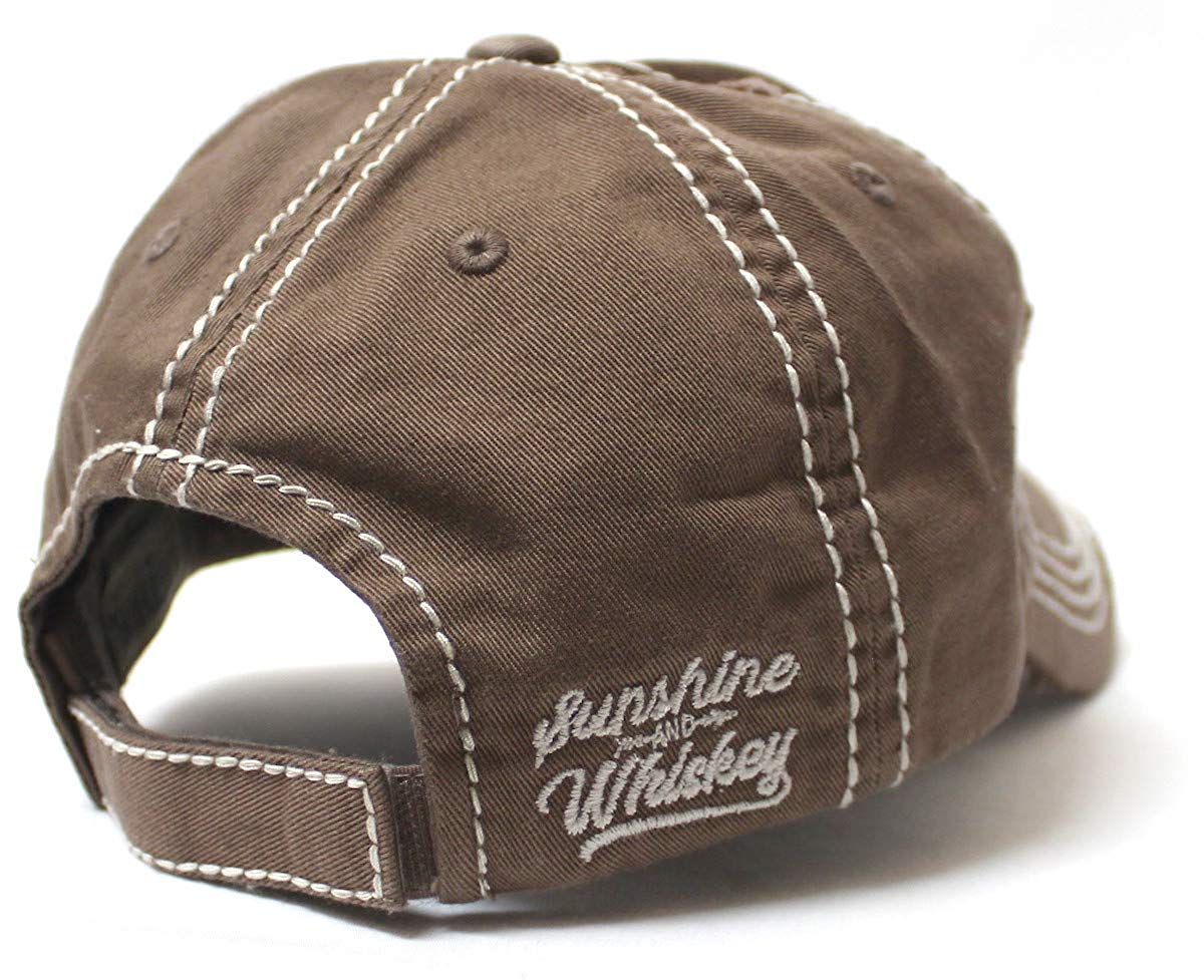 Sunshine and Whiskey Tribal Arrow Patch Embroidery Hat, Copper Brown - Caps 'N Vintage 