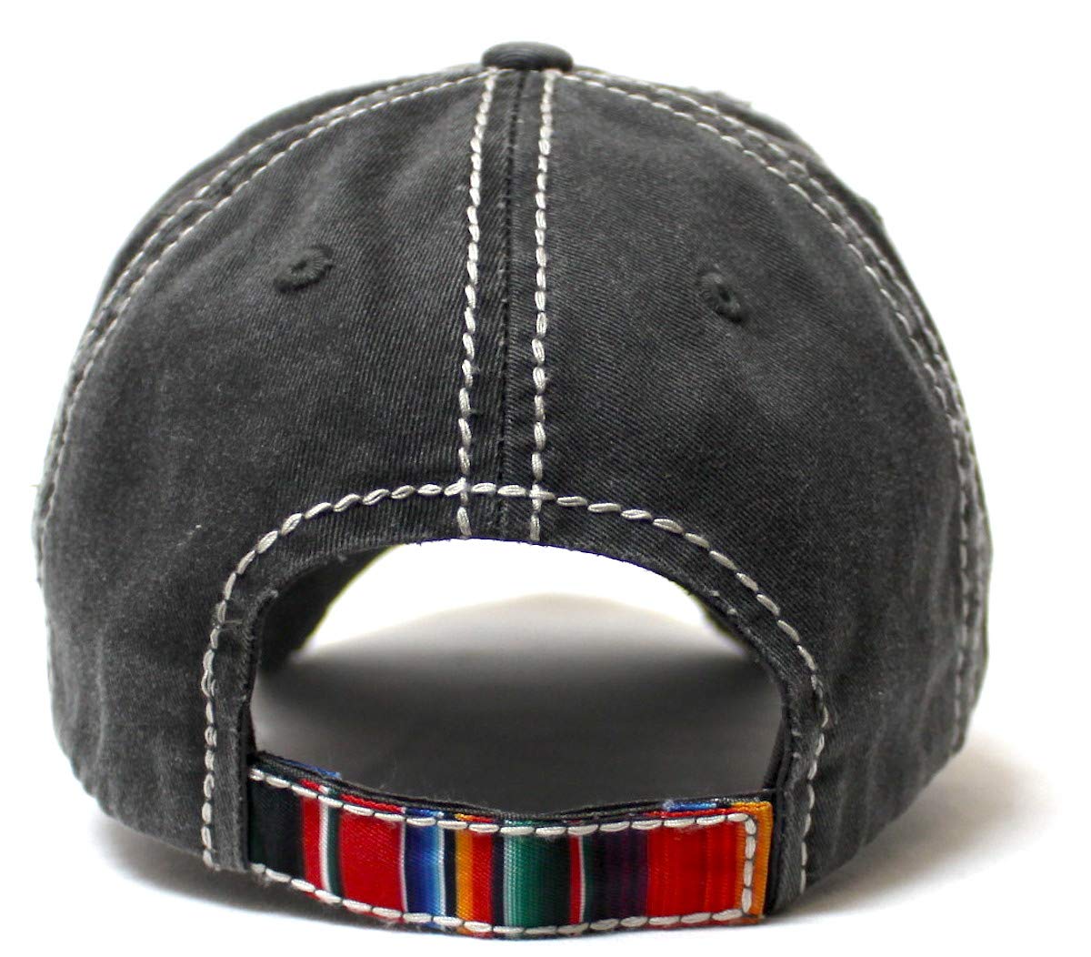 Womens Distressed Ballcap Faith Over Fear Serape Patch Embroidery Hat, Vintage Black - Caps 'N Vintage 