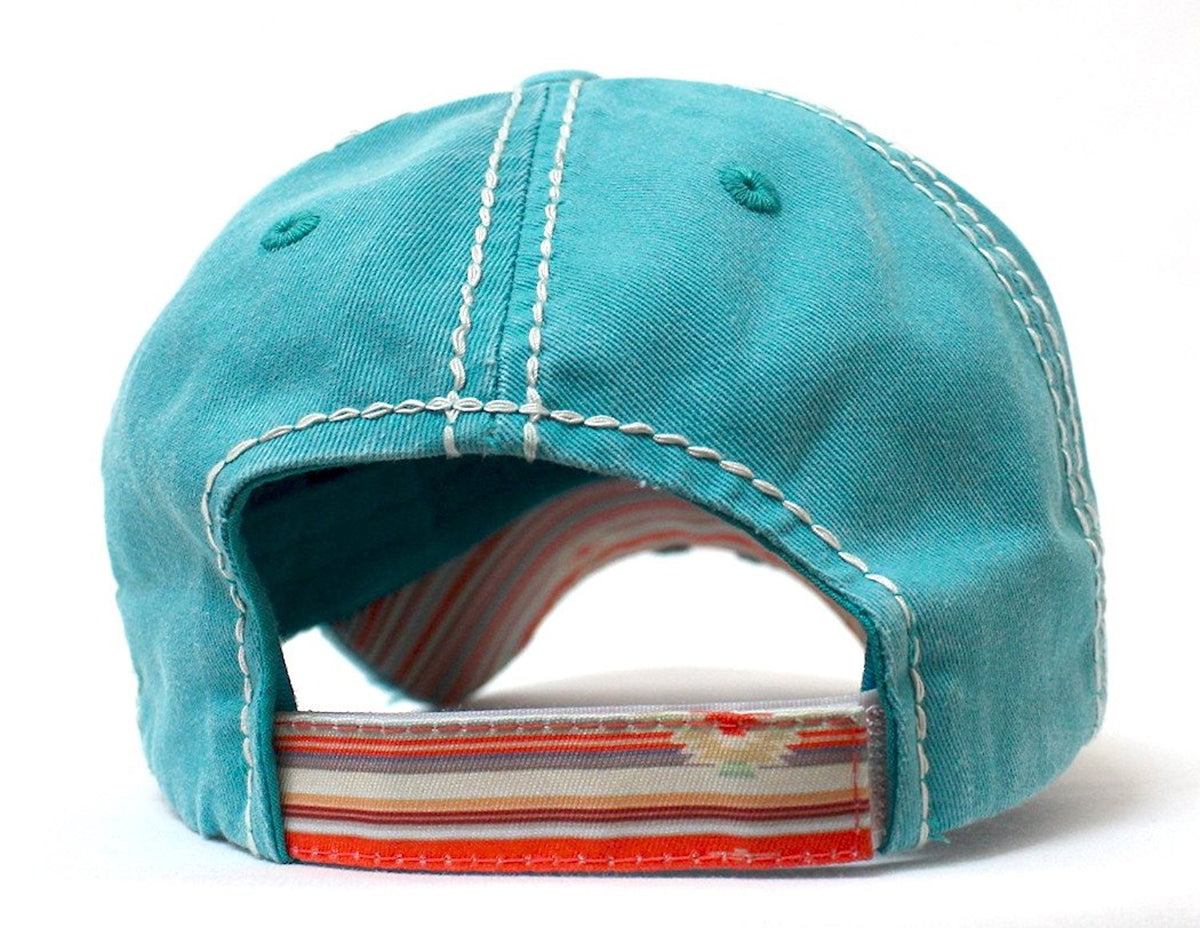 CAPS 'N VINTAGE Turquoise Serape Y'all Cross Embroidery Hat - Caps 'N Vintage 