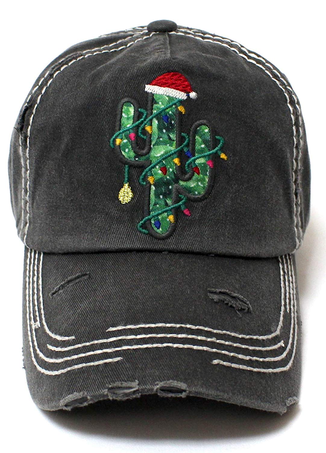 CAPS 'N VINTAGE Women's Santa Hat, Christmas Tree Cactus Embroidery Hat - Caps 'N Vintage 