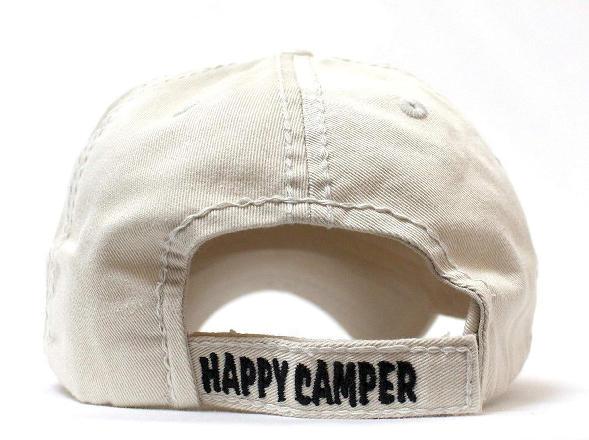 Stone Happy Camper Campfire & Log Patch Embroidery Cap - Caps 'N Vintage 