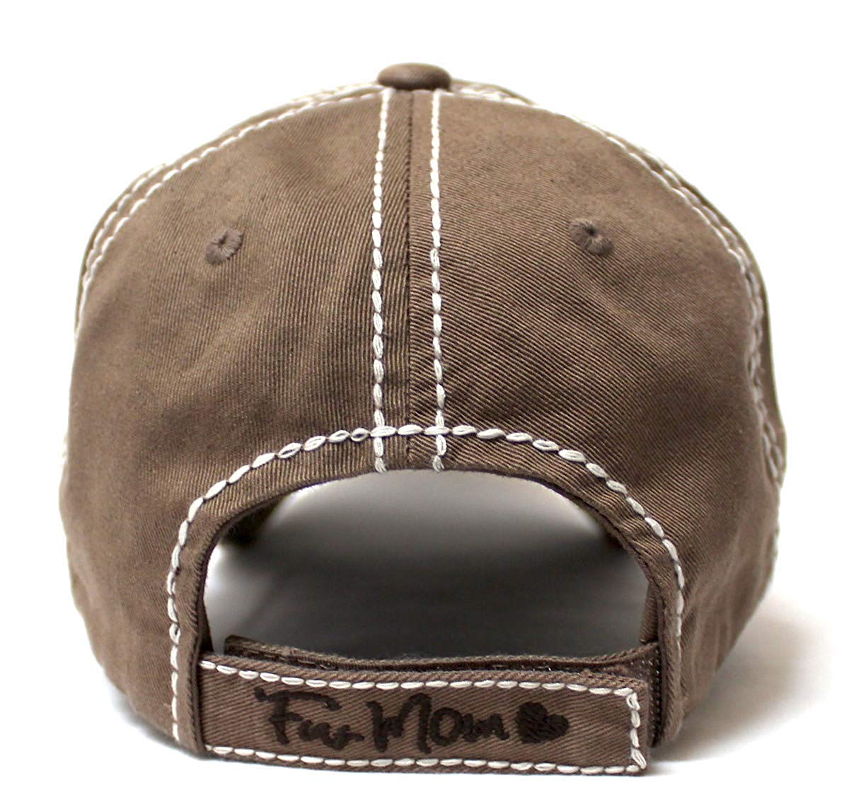 Women's Distressed Graphic Cap Fur Mom Fuzzy Dog Paw Embroidery, Chocolate - Caps 'N Vintage 
