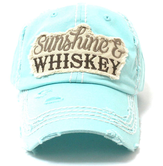 Ice Blue Sunshine & Whiskey Vintage Hat - Caps 'N Vintage 