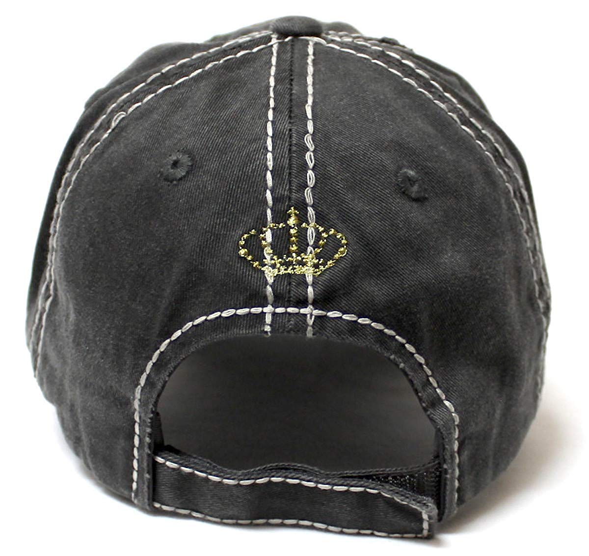 Women's Adjustable Ballcap Coffee Queen Royalty Patch Embroidery, Blk - Caps 'N Vintage 