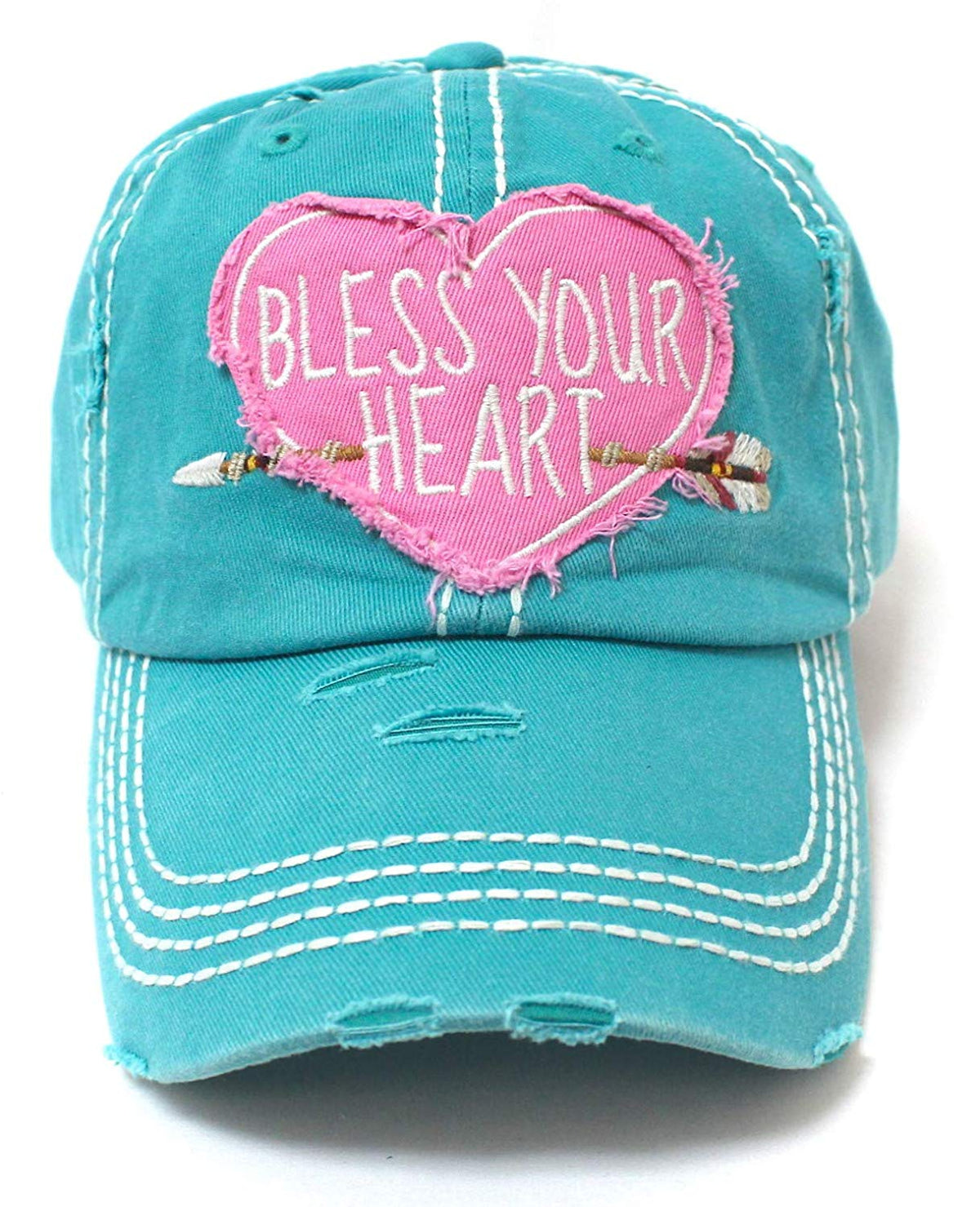 New!! Turquoise Heart & Arrow Bless Your Heart Vintage Hat - Caps 'N Vintage 