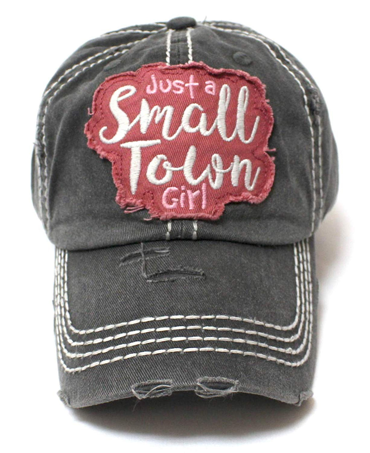 Vintage Black Just a Small Town Girl Patch Embroidery Ballcap - Caps 'N Vintage 