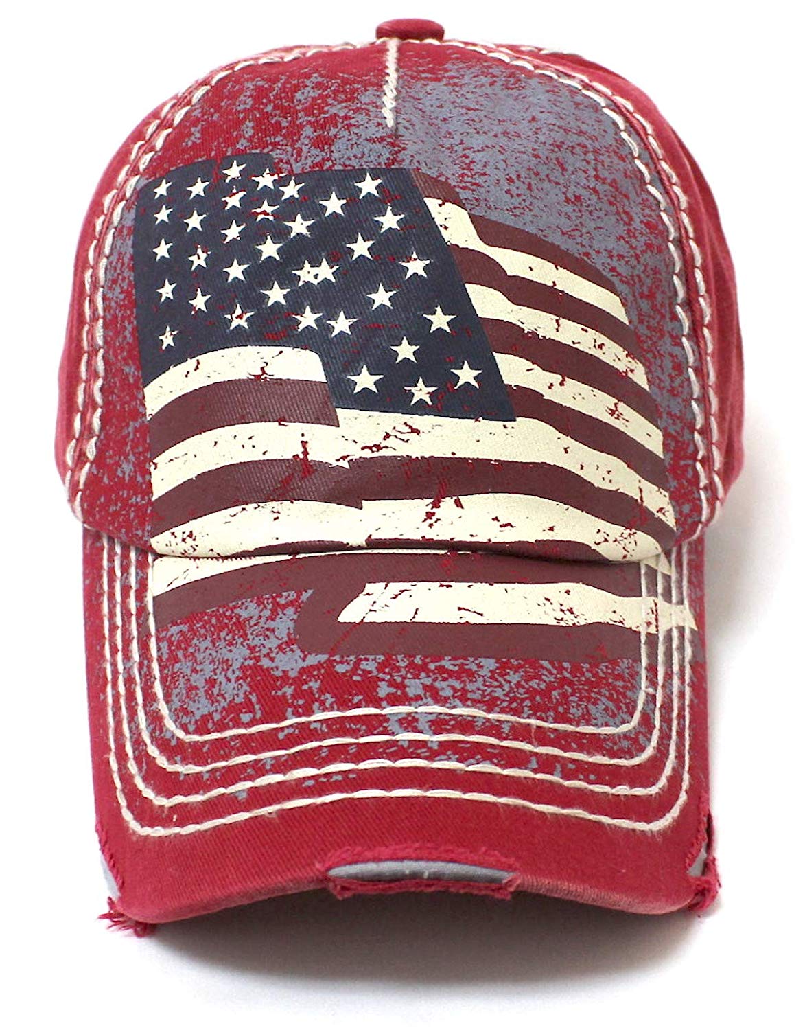 New! American Red Folding USA Flag Vintage Ballcap - Caps 'N Vintage 