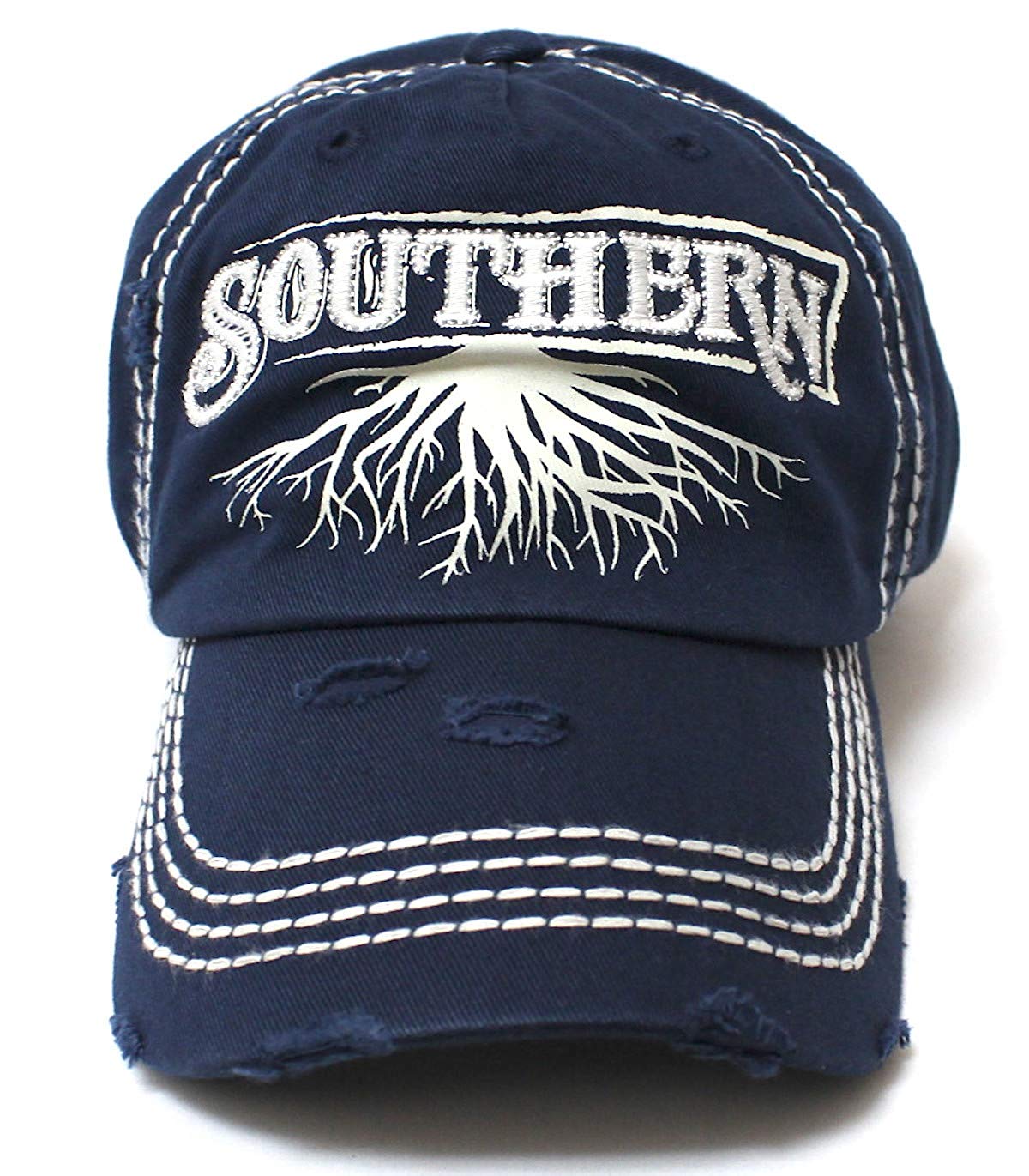 Navy Blue Southern Roots Sparkle Monogram Cap - Caps 'N Vintage 