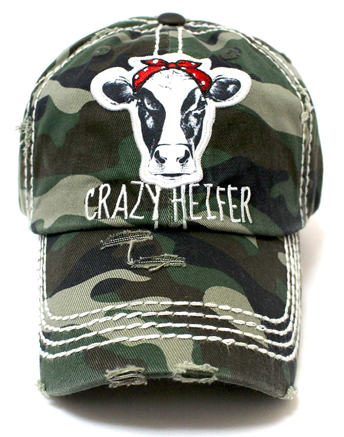 Crazy Heifer Cow Patch Embroidery Hat - Caps 'N Vintage 