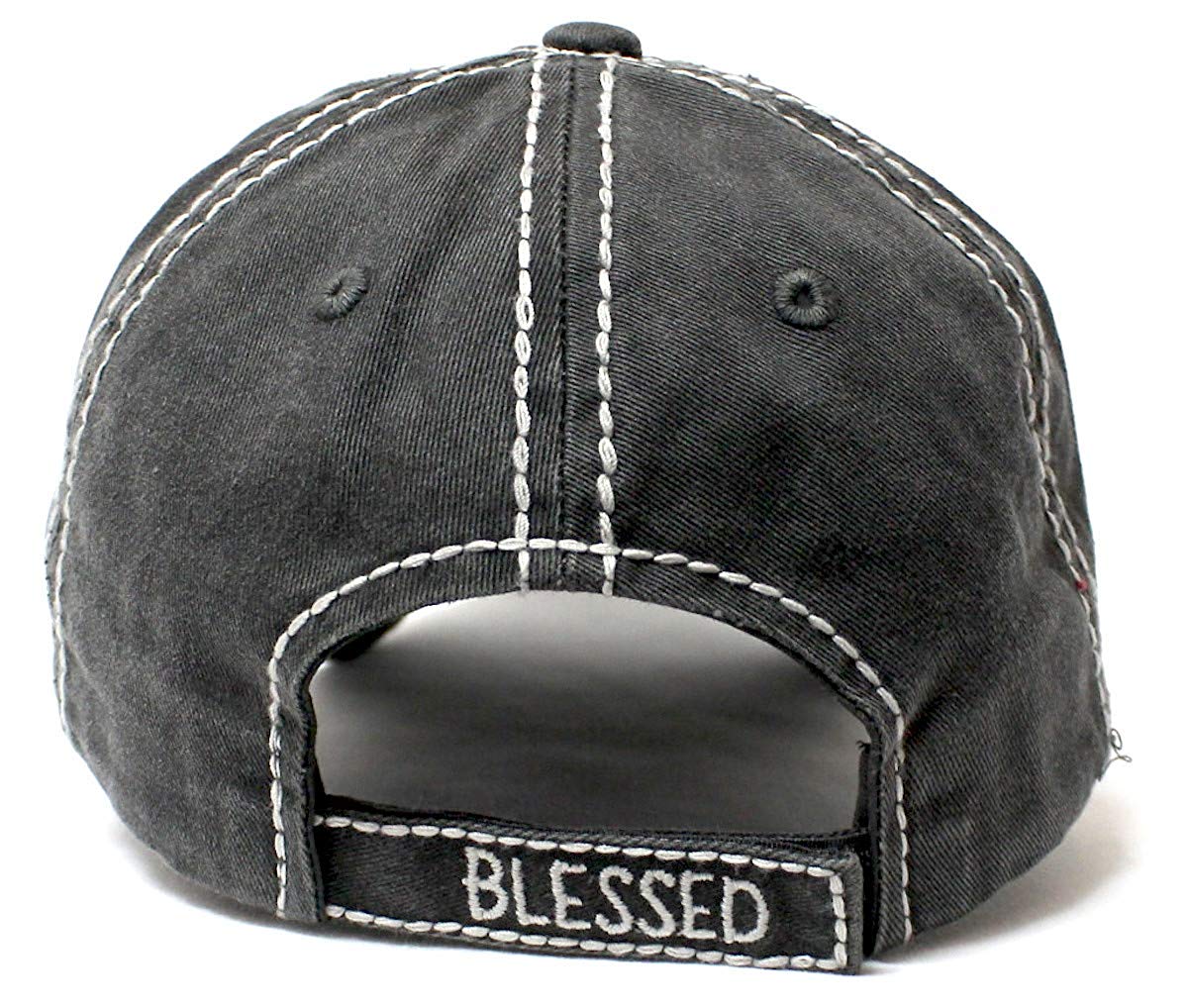CAPS 'N VINTAGE Charcoal Blk Thankful & Blessed Chrome Patch Embroidery Hat - Caps 'N Vintage 