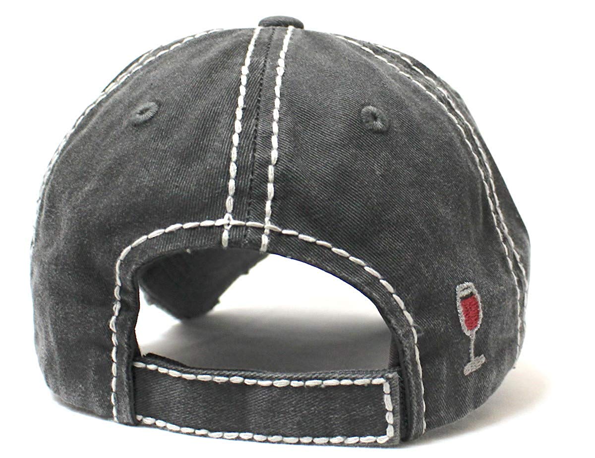Charcoal Sometimes Wine is just Necessary Patch Embroidery Hat - Caps 'N Vintage 