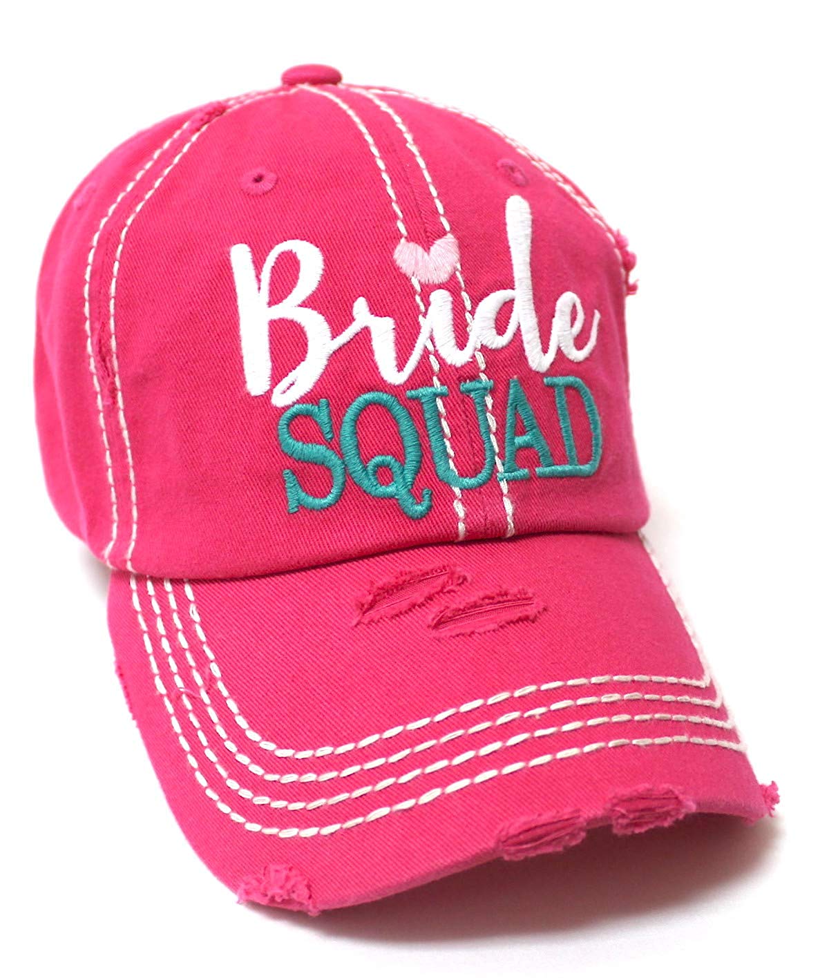 CAPS 'N VINTAGE Bridal Accessory Gift, Bride Squad Monogram One-Size Ballcap, Pink - Caps 'N Vintage 