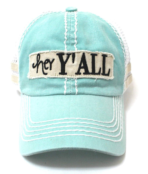 CAPS 'N VINTAGE Fiji Mint Blue Hey Y'all Trucker Hat - Caps 'N Vintage 
