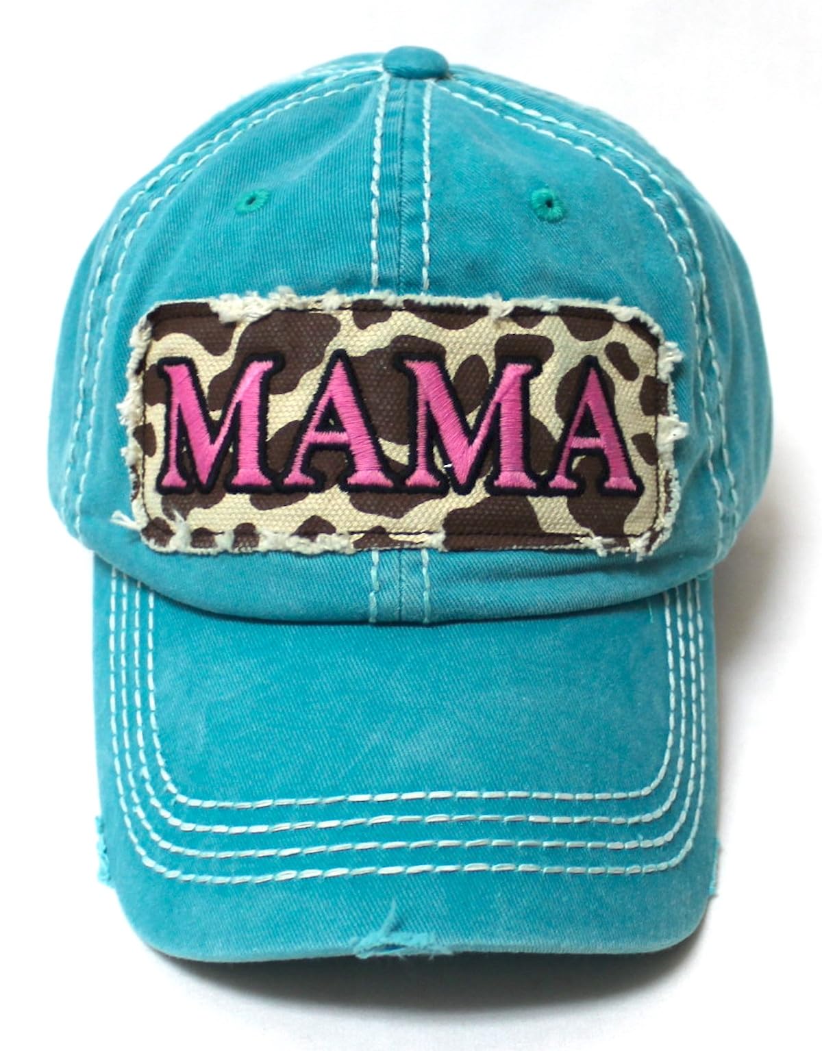 CAPS 'N VINTAGE Distressed Baseball Cap Mama Cowgirl Print