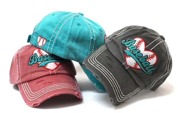 CAPS 'N VINTAGE New! Turquoise Baseball Heart Patch Women's Hat - Caps 'N Vintage 
