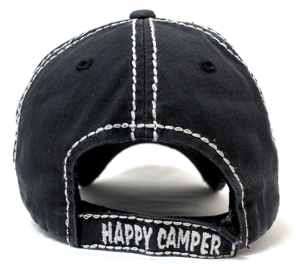 NEW!! Happy Camper Camp Fire Patch Embroidery Baseball Hat - Caps 'N Vintage 