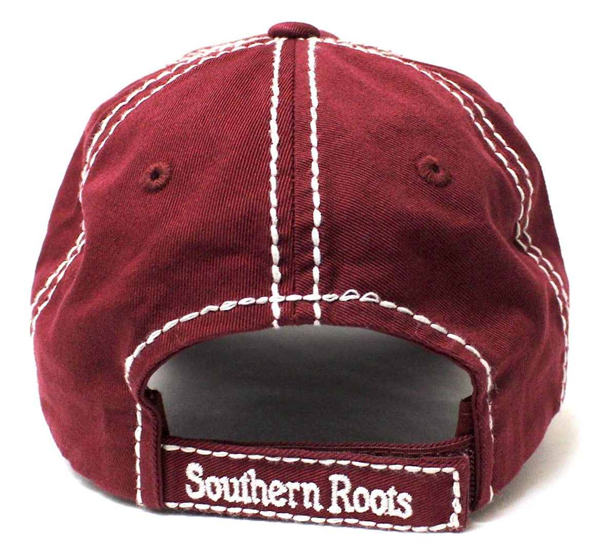 Wine Burgundy Southern Roots Sparkle Monogram Cap - Caps 'N Vintage 