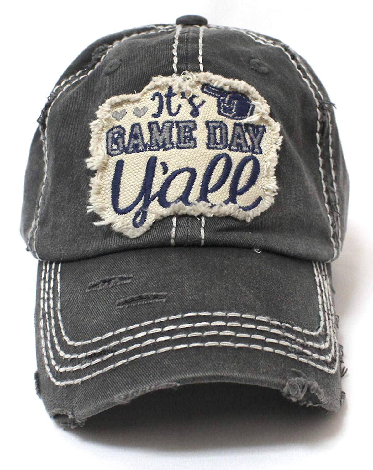 Blk "It's Game Day Y'all!" Patch Embroidery Hat - Caps 'N Vintage 