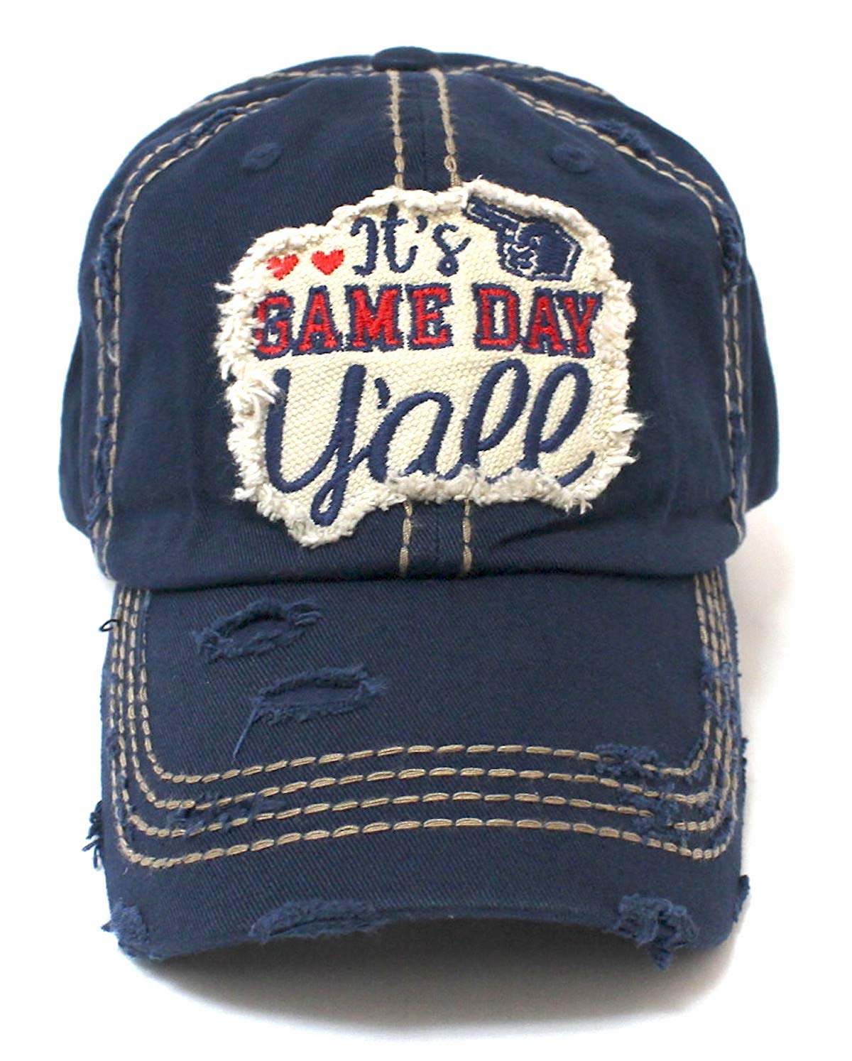 Navy Women's It's Game Day Y'all! Patch Embroidery Hat - Caps 'N Vintage 