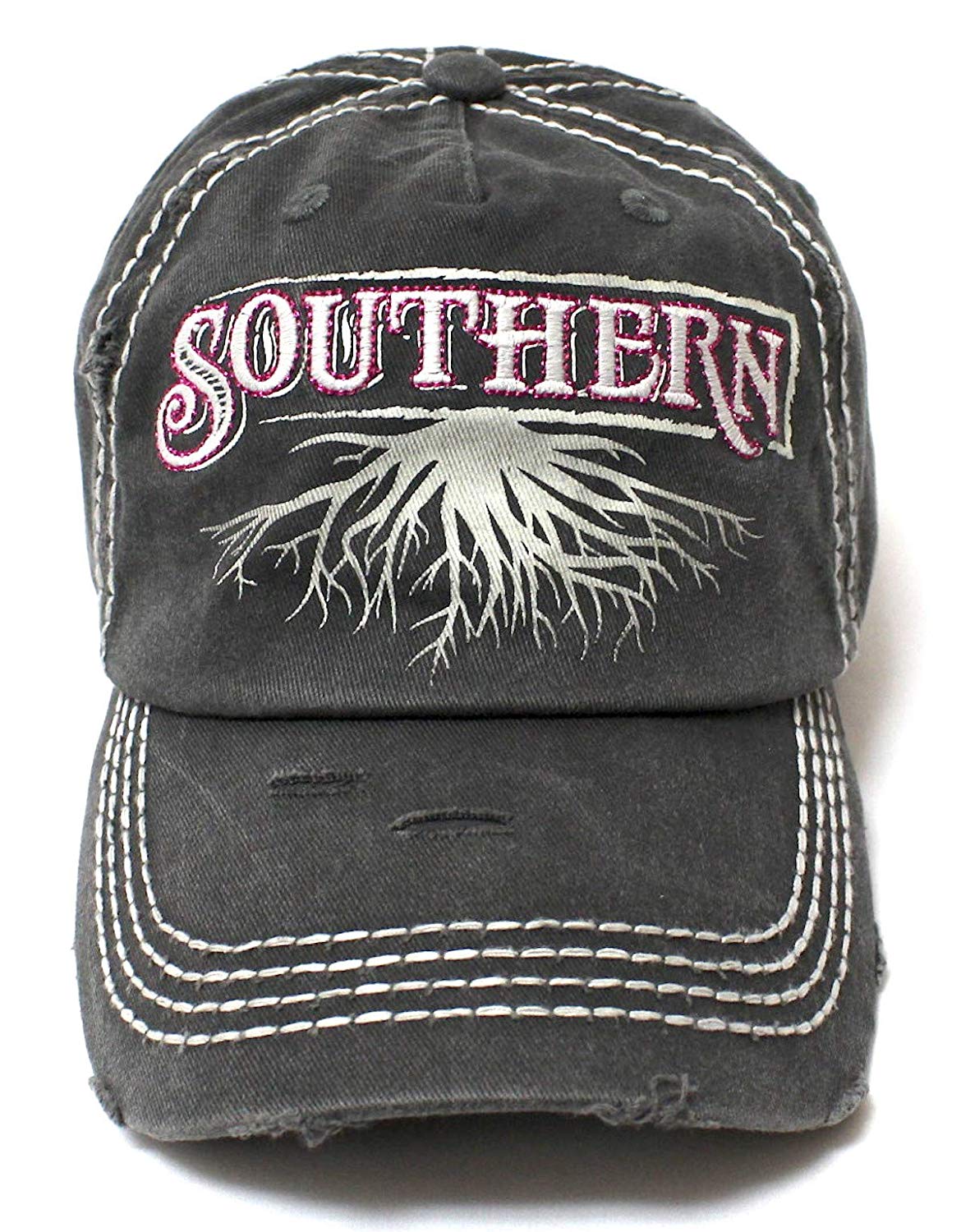 Southern Roots Sparkle Monogram Cap in Vintage Black - Caps 'N Vintage 
