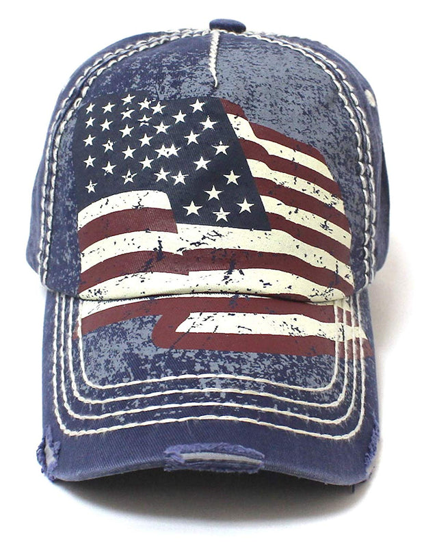 New! Amercan Navy Folding USA Flag Vintage Ballcap - Caps 'N Vintage 