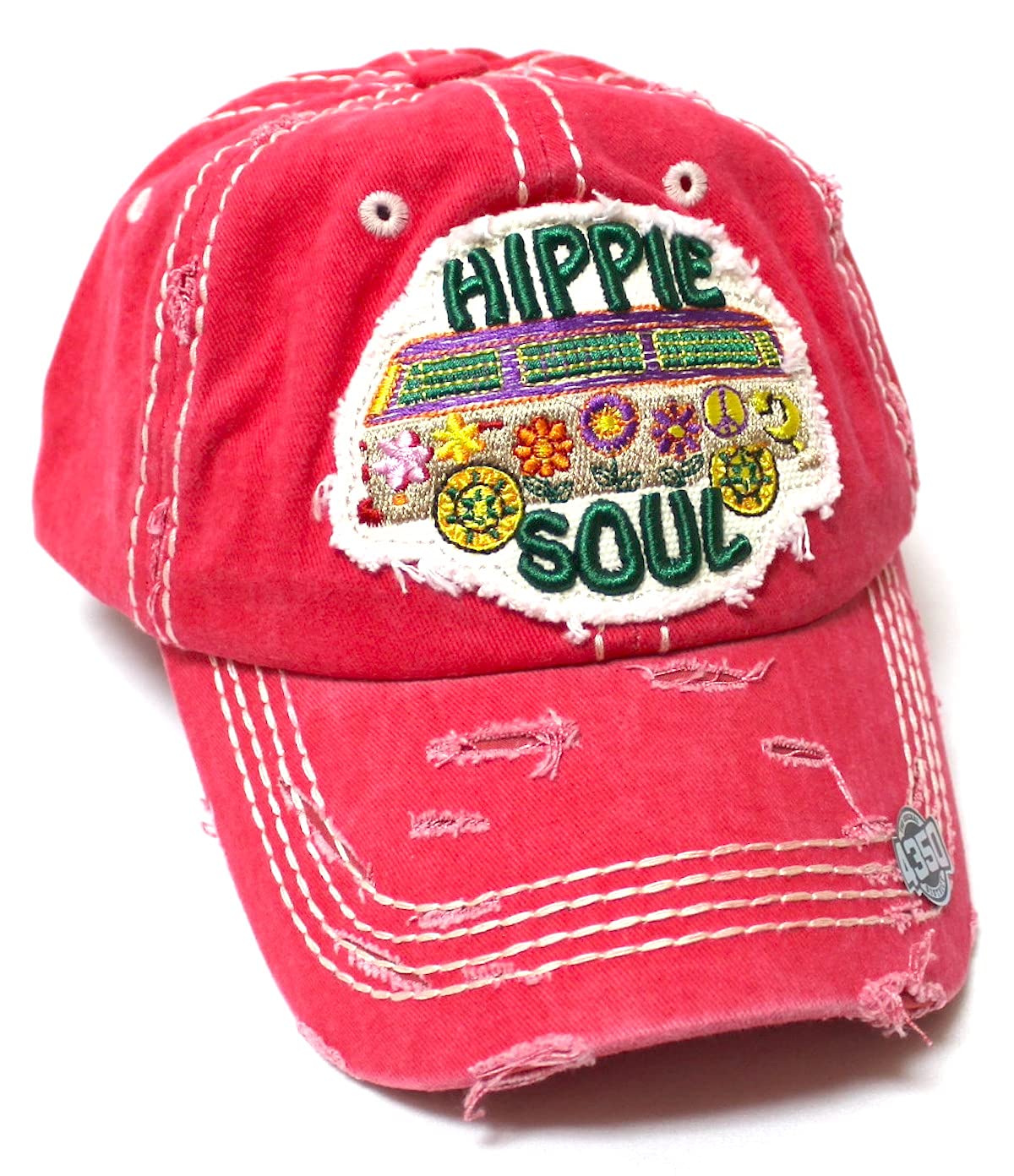 CAPS 'N VINTAGE Women's Adjustable Ballcap Hippie Soul Patch Embroidery Monogram Hat