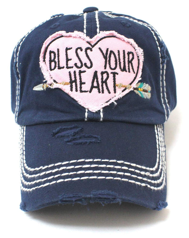 New!! Navy Bless Your Heart Heart & Arrow Vintage Hat - Caps 'N Vintage 
