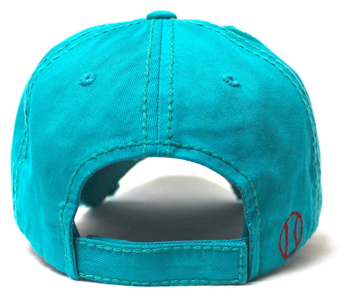 Distressed Baseball Hat Sparkle Ball Embroidery Baseball Monogram Vintage Hat, California Beach Blue - Caps 'N Vintage 