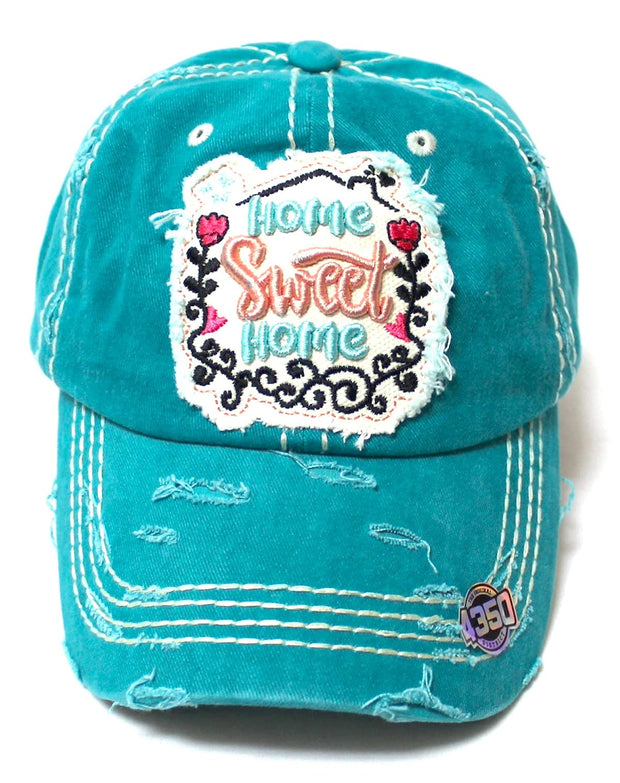 CAPS 'N VINTAGE Women's Adjustable Ballcap Home Sweet Home Patch Embroidery Monogram Hat