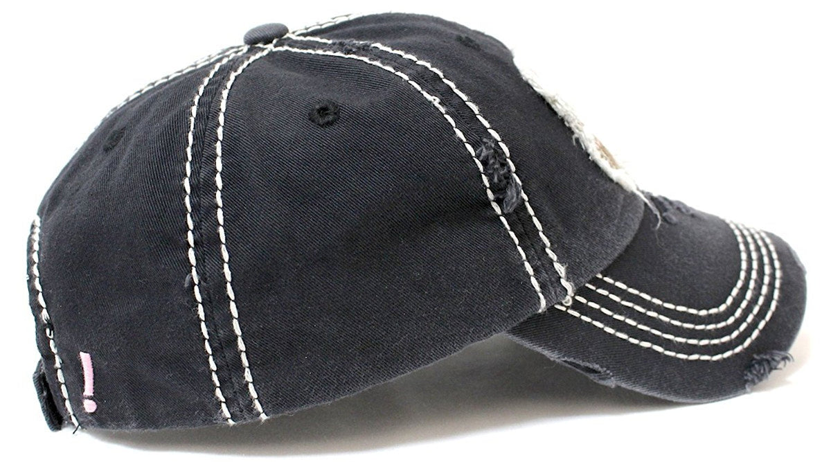 CAPS 'N VINTAGE Women's Black Shut The Front Door! Patch Embroidery Humor Baseball Hat - Caps 'N Vintage 