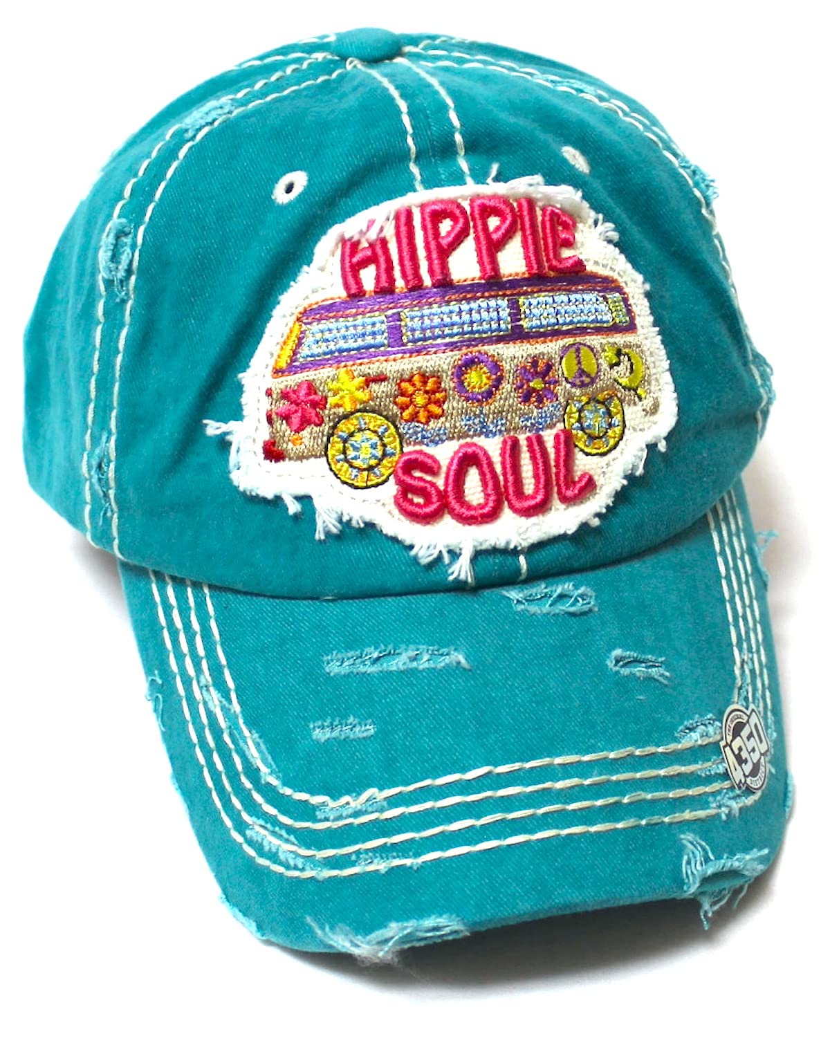 CAPS 'N VINTAGE Women's Adjustable Ballcap Hippie Soul Patch Embroidery Monogram Hat