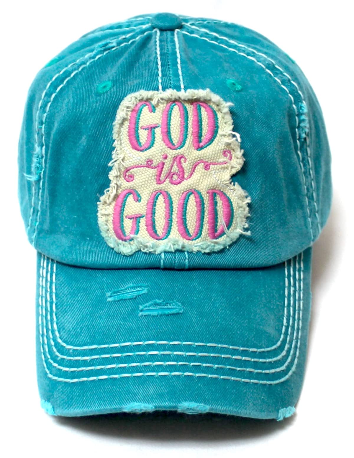 CAPS 'N VINTAGE Women's GOD is Good Patch Embroidery Monogram Hat