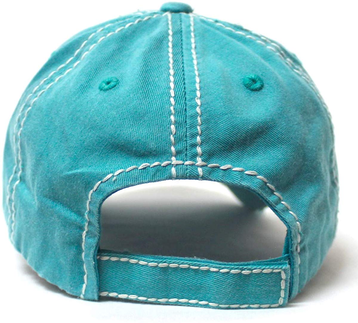 CAPS 'N VINTAGE Women's Ballcap Margarita with My Senoritas Beach Themed Patch Embroidery Hat, Turquoise Blue - Caps 'N Vintage 