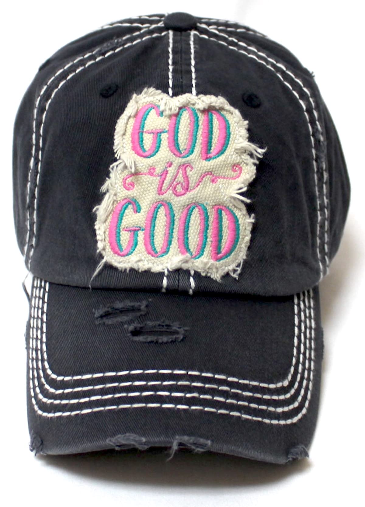 CAPS 'N VINTAGE Women's GOD is Good Patch Embroidery Monogram Hat