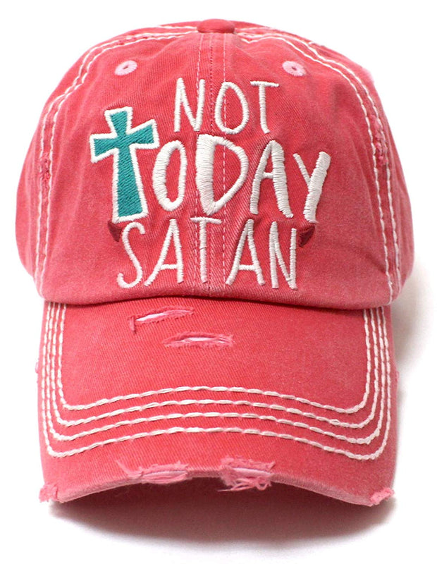 Coral Rose NOT Today Satan Devil's Horns Ballcap - Caps 'N Vintage 
