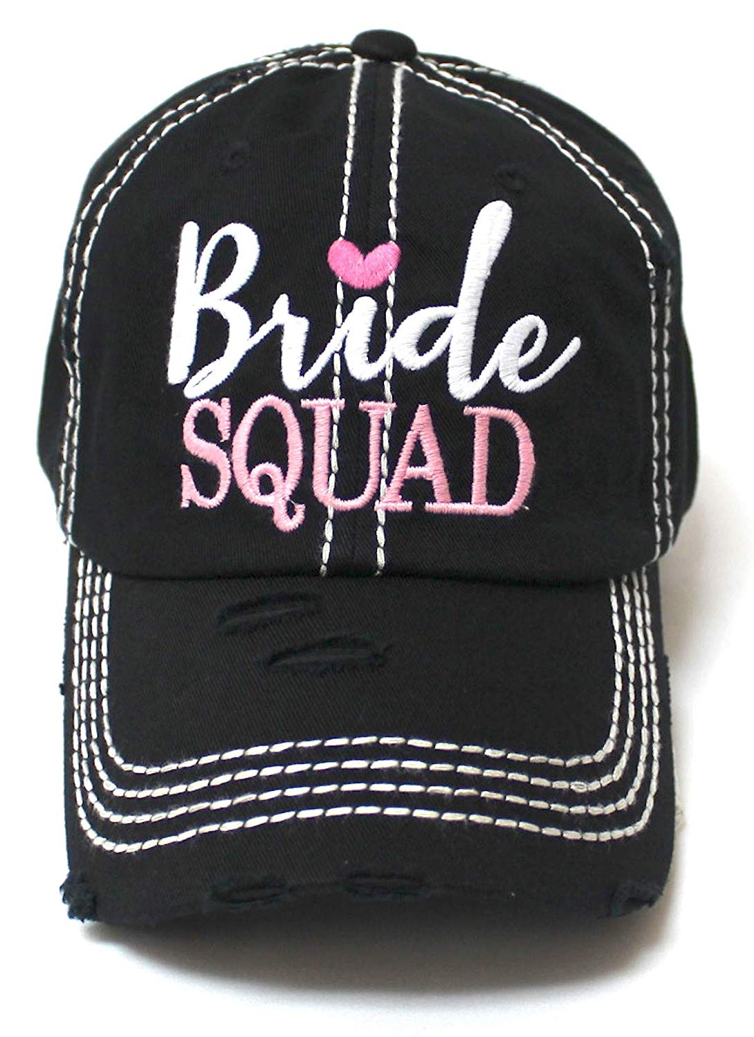 CAPS 'N VINTAGE Bridal Accessory Gift, Bride Squad Monogram One-Size Ballcap, Black - Caps 'N Vintage 
