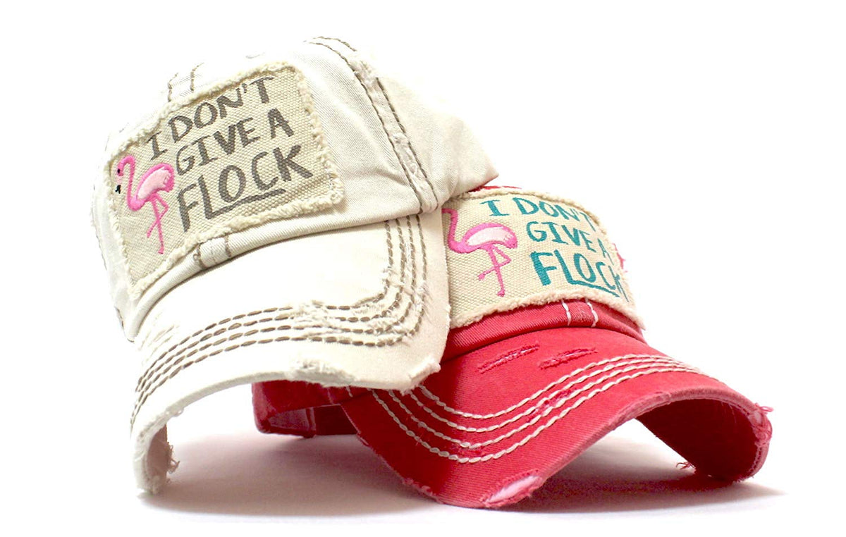 Vintage Stone I Don't Give a Flock Flamingo Embroidery Hat - Caps 'N Vintage 