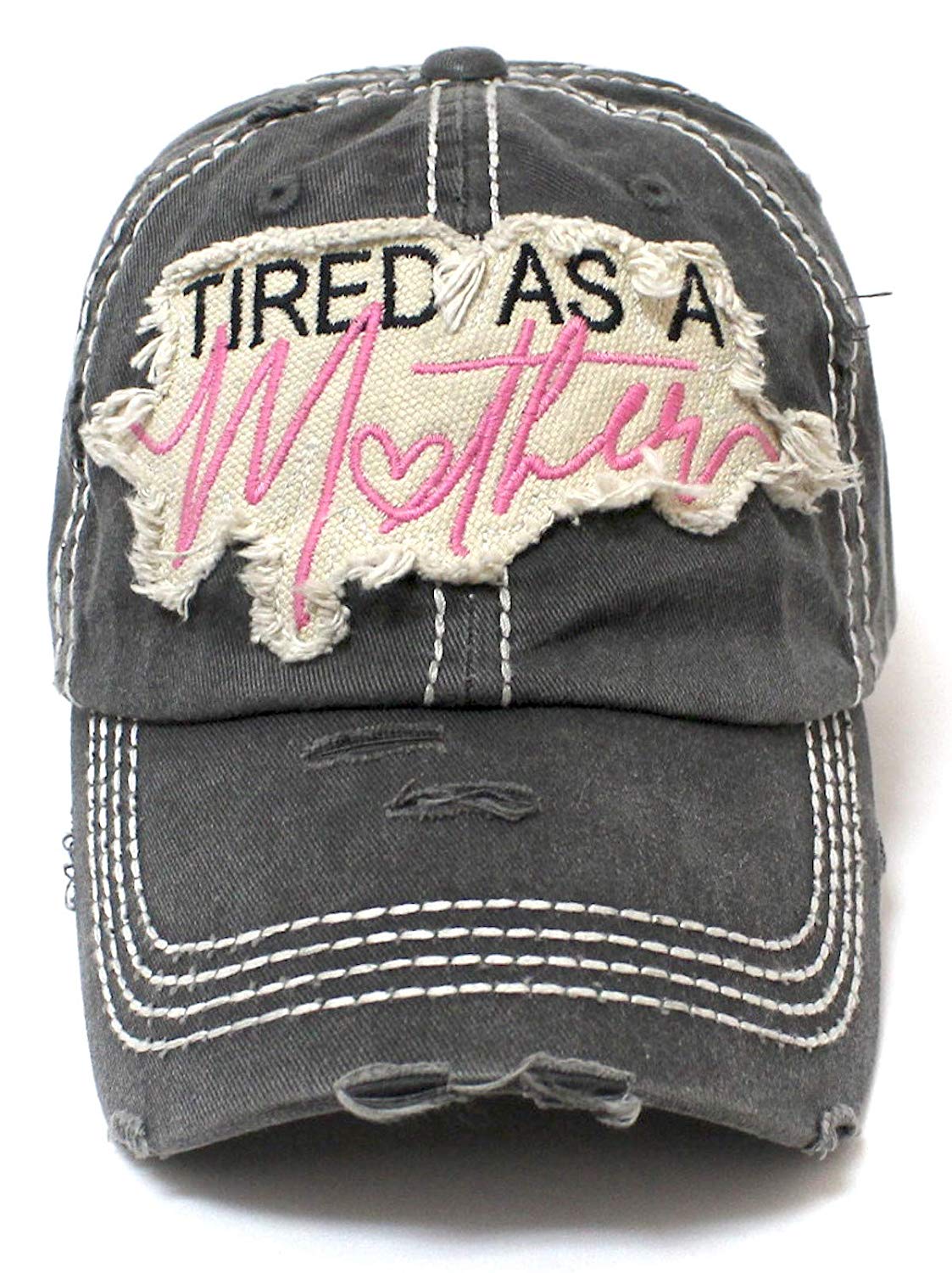 Black Tired AS A Mother Patch Embroidery Heart Cap - Caps 'N Vintage 