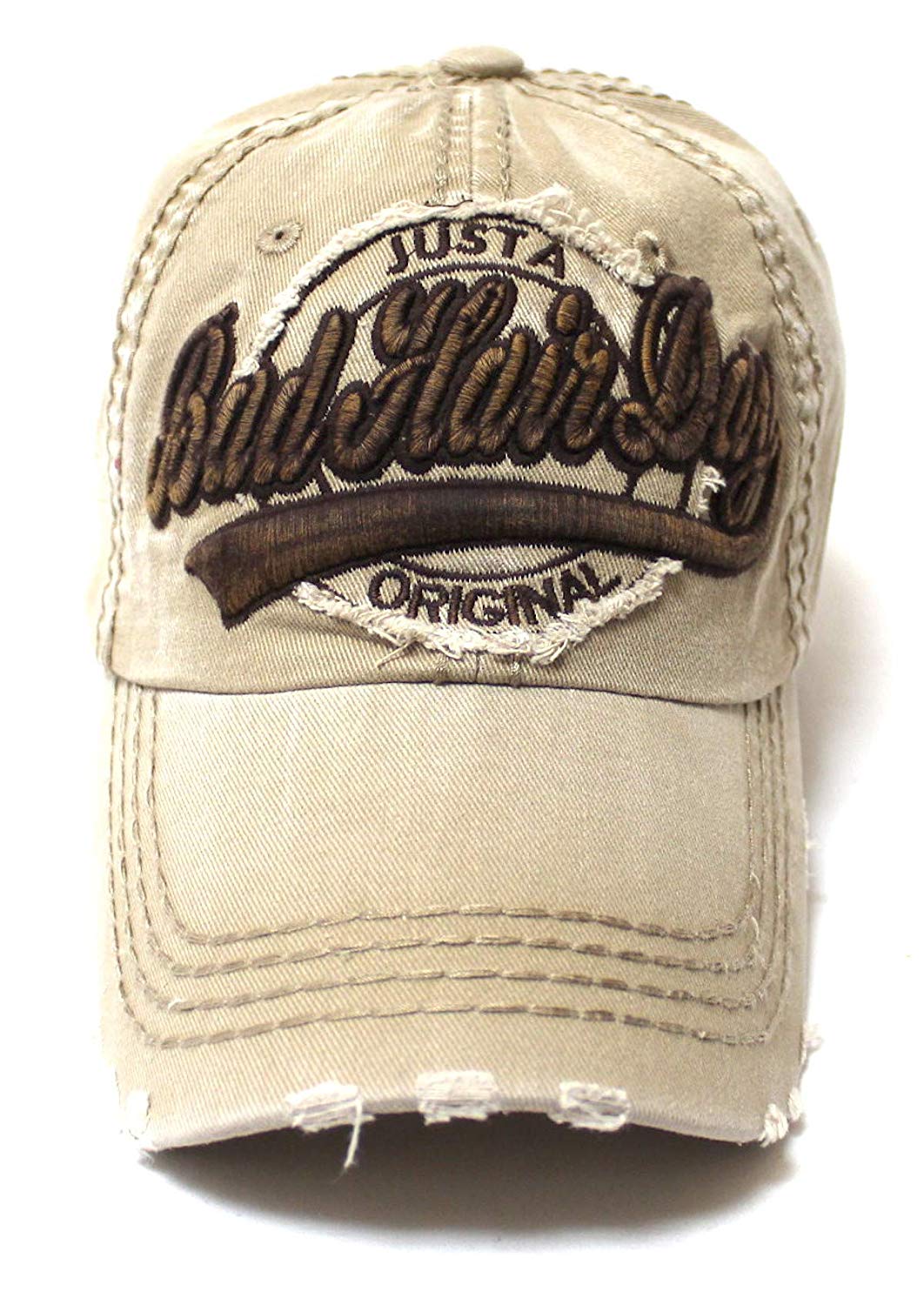 Classic Low Profile Bad Hair Day Original Ball Cap, Vintage Khaki - Caps 'N Vintage 