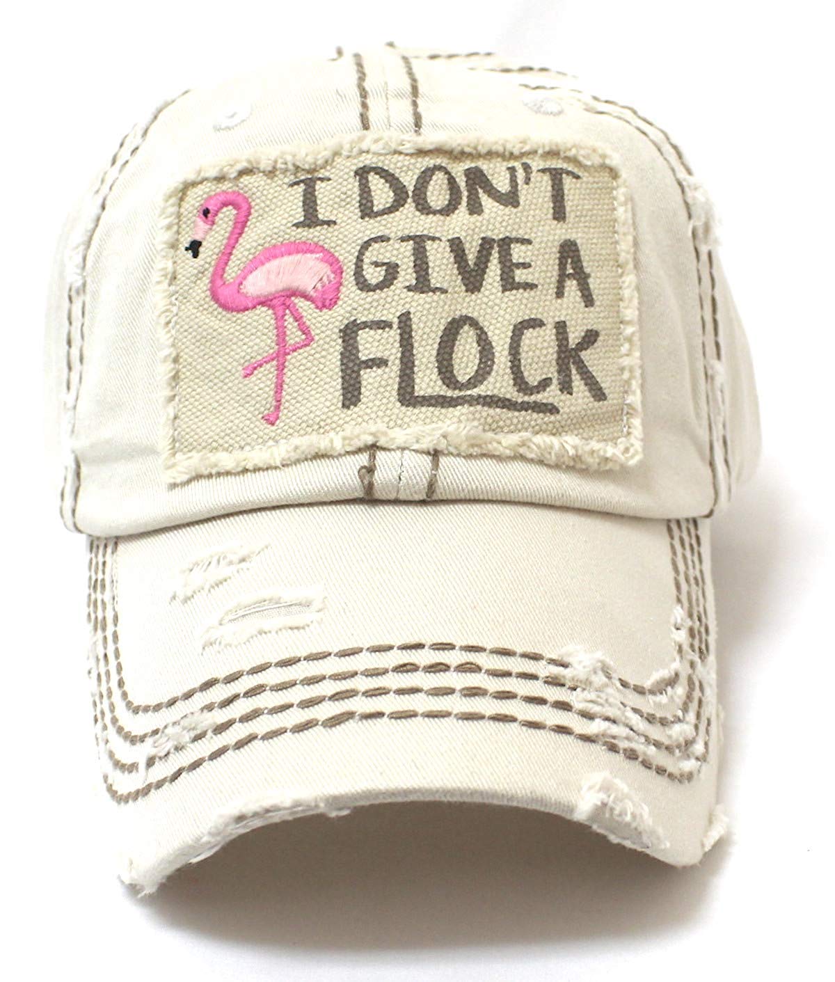 Vintage Stone I Don't Give a Flock Flamingo Embroidery Hat - Caps 'N Vintage 