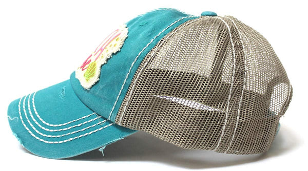 Women's Vintage Trucker Hat Beach Please Patch Embroidery Graphic, Tur ...