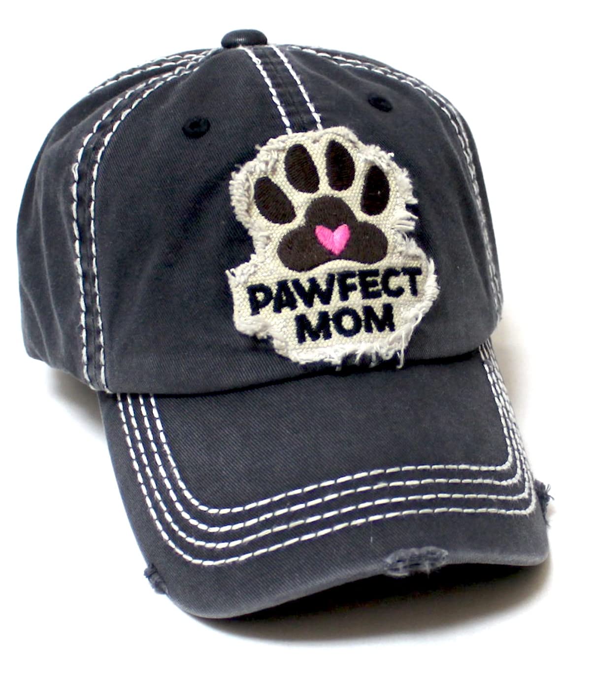 Fur Mom Ballcap PAWFECT MOM Dog Love Patch Embroidery Hat, Black