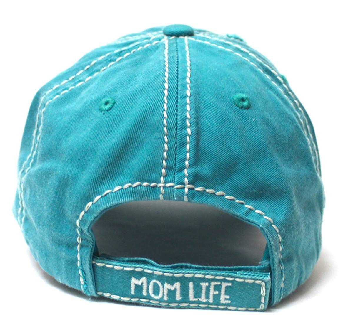 Women's Ballcap Mommin' is My Cardio Distressed Vintage Unconstructed Embroidered Hat, Turquoise - Caps 'N Vintage 