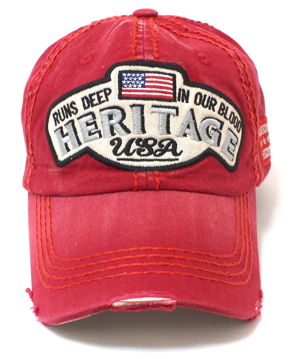 Red Heritage USA Distressed Baseball Cap - Caps 'N Vintage 