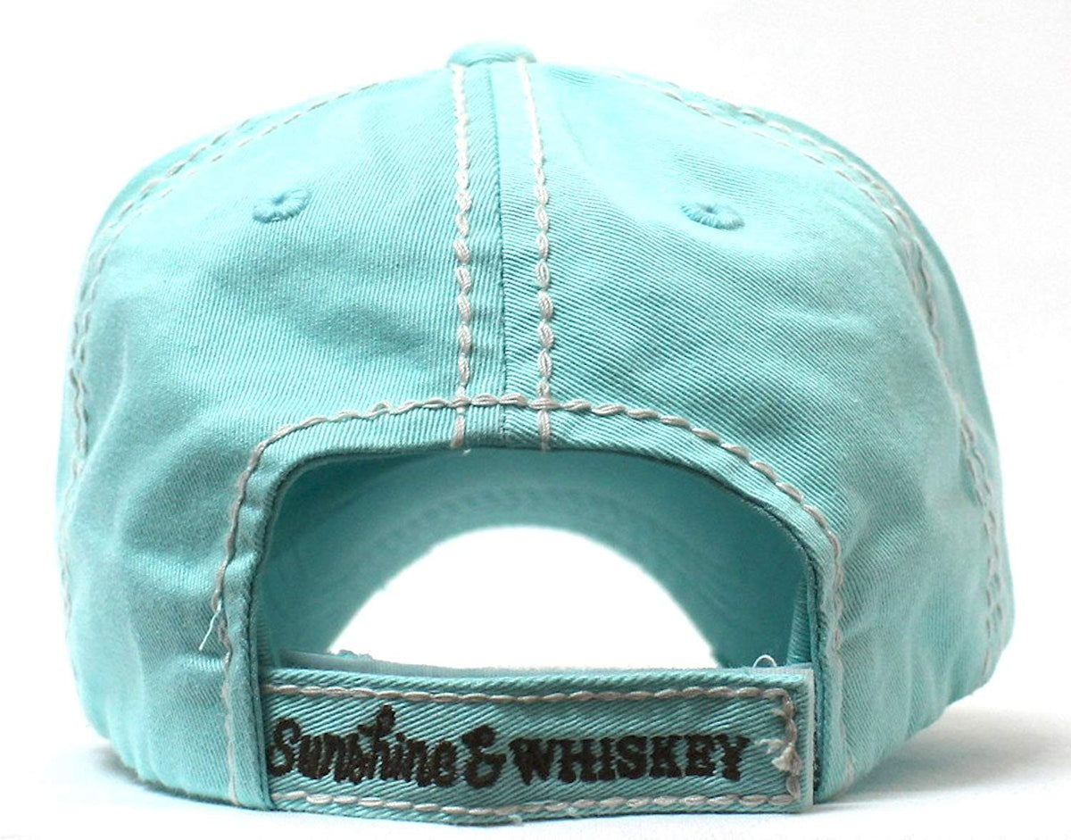 Ice Blue Sunshine & Whiskey Vintage Hat - Caps 'N Vintage 